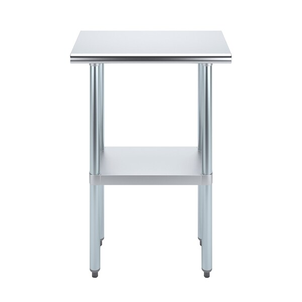 Stainless Steel Metal Table With Undershelf, 24 Long X 14 Deep